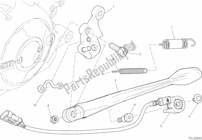 Todas as partes de Suporte Lateral do Ducati Diavel Xdiavel S 1260 2016